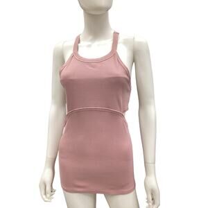 Free People Women’s Sport Top Size L Side Cutouts Sleeveless Cotton Spandex Pink